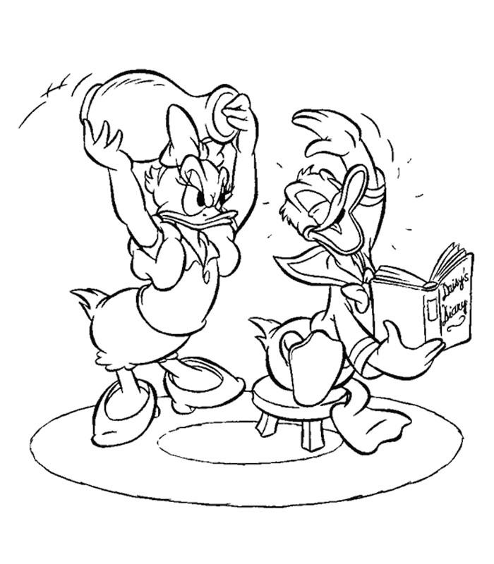 coloriage donald et daisy se disputent